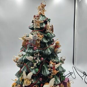 Vtg Bradford Editions Purr-fect Holiday Kitten Angel Christmas Lighted Tree Rare